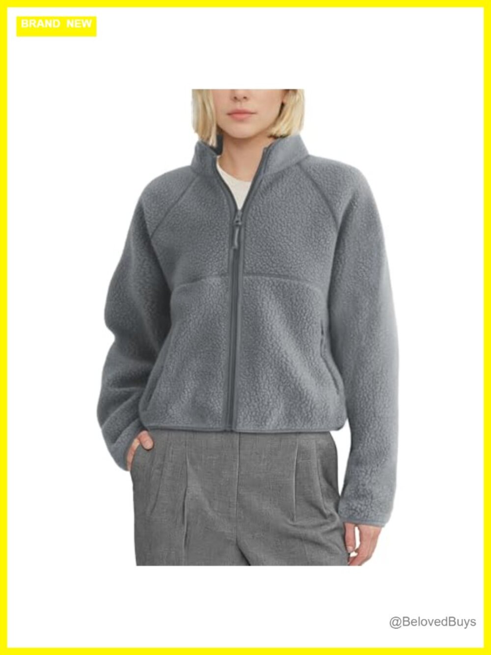 Women's Fleece Sherpa Jacket Full Zip Up Warm Fuzzy Coat with Pockets